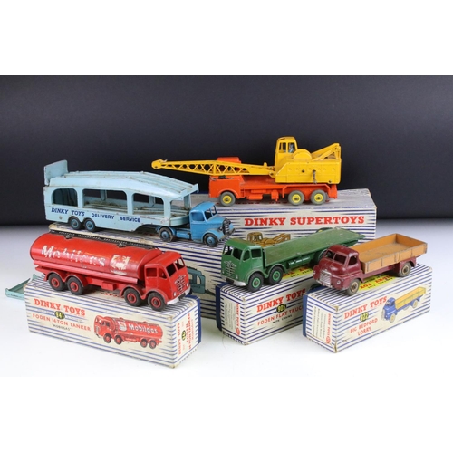 1360 - Five boxed Dinky Supertoys diecast models to include 905 Foden Flat Truck with chains (poles and cha... 