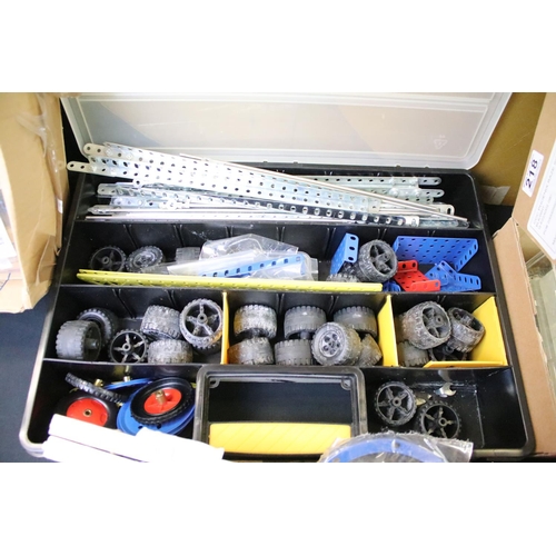 218 - Large group of construction kit and Meccano items to include various parts and accessories form the ... 