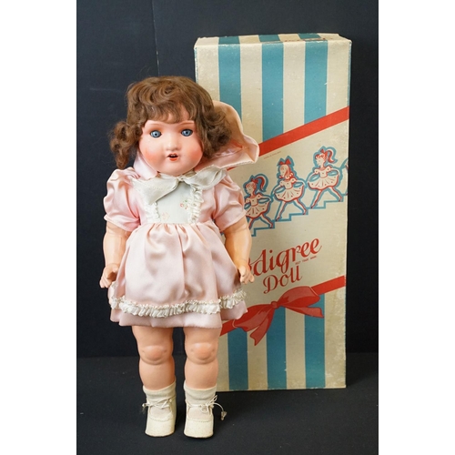 363 - Group of four mid 20th C dolls to include a Pedigree hard plastic doll (approx 46cm tall), two boxed... 