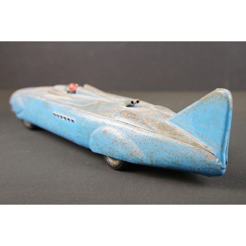 1394 - Early-to-mid 20th C Kingsbury Toys tinplate model of the Thunderbolt land speed record car, with win... 