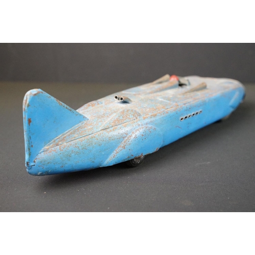 1394 - Early-to-mid 20th C Kingsbury Toys tinplate model of the Thunderbolt land speed record car, with win... 