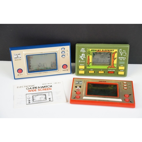 1501 - Retro Gaming - Three handheld retro gaming consoles to include Nintendo Game & Watch Wide Screen MC-... 