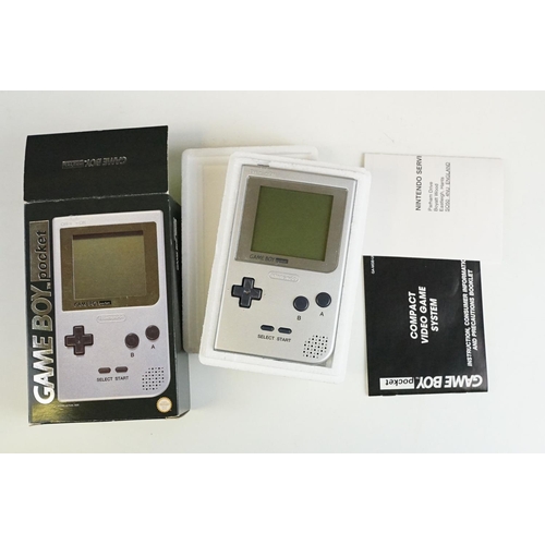 1502 - Retro Gaming - Boxed Nintendo Game Boy Pocket, together with three Nintendo Game Boy games to includ... 