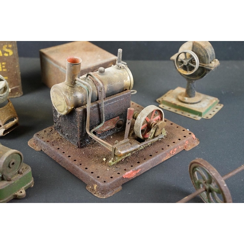 182 - Mamod SE2 stationery live steam traction engine, together with an Electra stationery steam engine (m... 