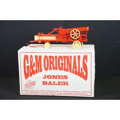 187 - Boxed G&M Originals Jones Baler 1/32 scale metal model with bales (steel wheeled); together with an ... 