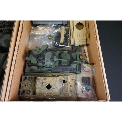 228 - Collection of around 25 kit built / part built military plastic model kits to include Tamiya, Nichim... 