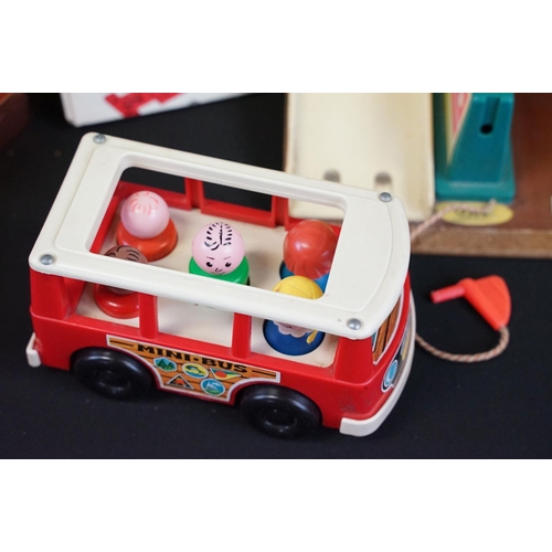 244 - Collection of various mixed toys to include a quantity of Fisher Price items featuring Mini Bus, Dum... 