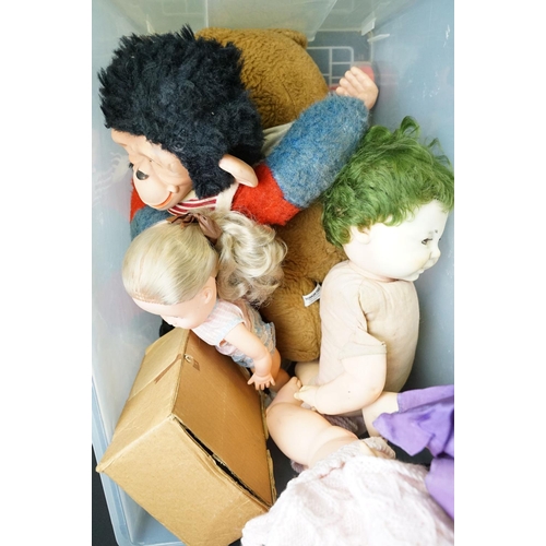 266 - Collection of various toys and games to include 4 x baby dolls, Tough Ted Bear, Chad Valley Yogi Bea... 