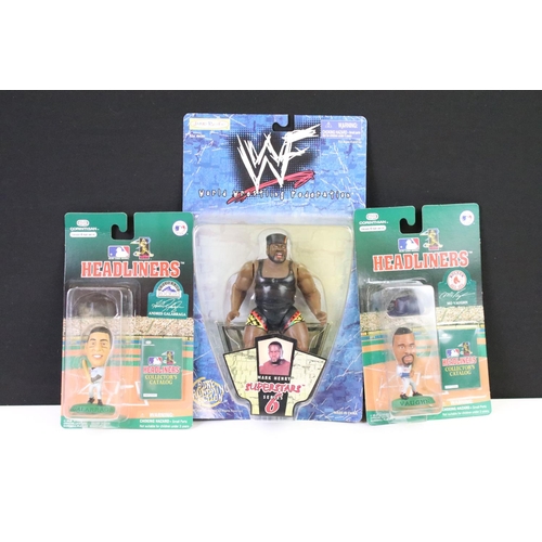 1440 - Eight carded American sports figures to include Jakks Pacific WWF Superstars Series 6 Mark Henry, 6 ... 