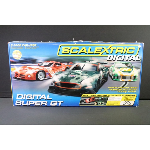 1442 - Boxed Scalextric Digital Super GT Set, no. C1201, with three slot cars (Aston Martin DBR9, Porsche 9... 