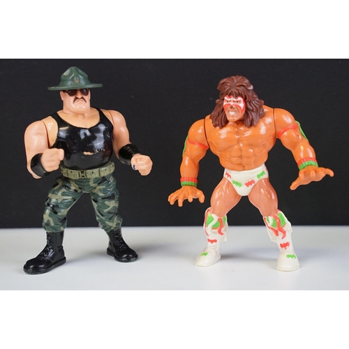 1519 - WWF / WWE Wrestling - Seven Hasbro WWF figures to include Hacksaw Jim Duggan, Hulk Hogan, Earthquake... 