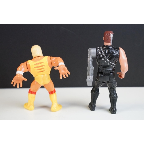 1519 - WWF / WWE Wrestling - Seven Hasbro WWF figures to include Hacksaw Jim Duggan, Hulk Hogan, Earthquake... 