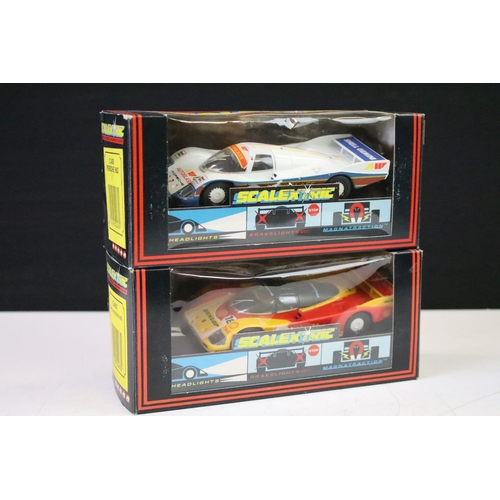 278 - Six boxed Scalextric slot cars to include C443 Jaguar XJR9, C468 Sauber Mercedes, C463 Shell Porsche... 