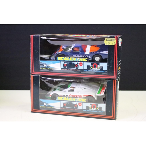 278 - Six boxed Scalextric slot cars to include C443 Jaguar XJR9, C468 Sauber Mercedes, C463 Shell Porsche... 