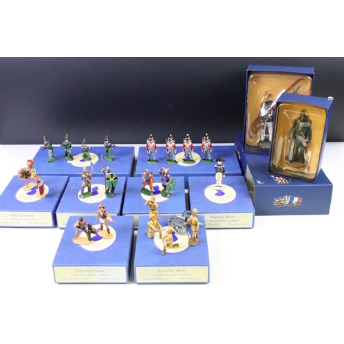 307 - Eight boxed Waterloo House historical metal figure sets to include Romans, Vikings, Lord Nelson etc ... 