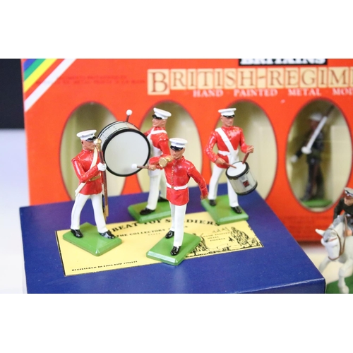 310 - Quantity of metal figures to include military, hunting, roadside signs, boxed Drumbeat Toy Soldiers,... 