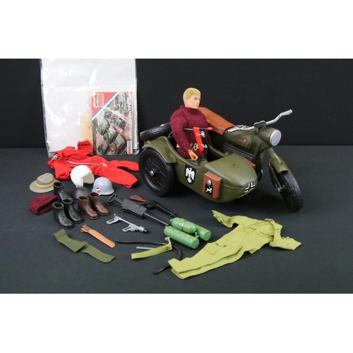 1480 - Action Man - Palitoy Action Man figure (clothed), with Cherilea Toys motorcycle & sidecar, and a qua... 