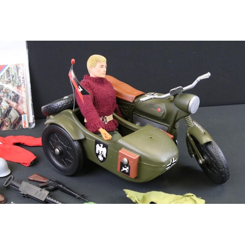 1480 - Action Man - Palitoy Action Man figure (clothed), with Cherilea Toys motorcycle & sidecar, and a qua... 