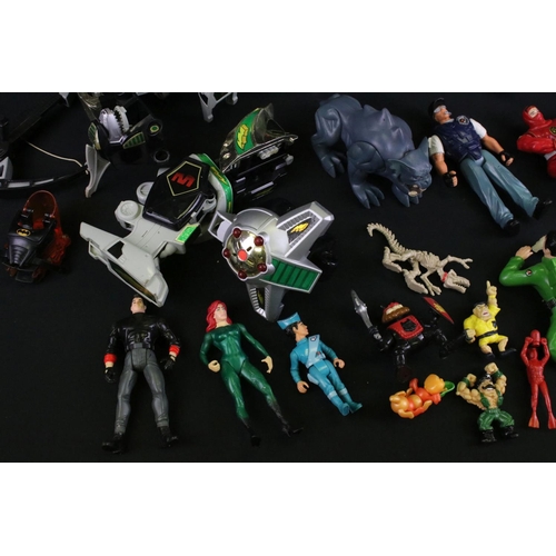 1460 - Collection of plastic figures / action figures, mostly circa 1990s, to include Bandai Power Rangers ... 