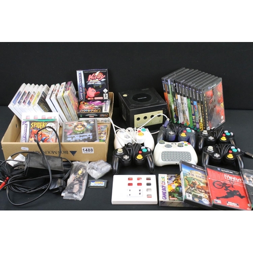 1488 - Retro Gaming - Nintendo Gamecube games console with 4 controllers, cables & 16 cased games (Luigi's ... 