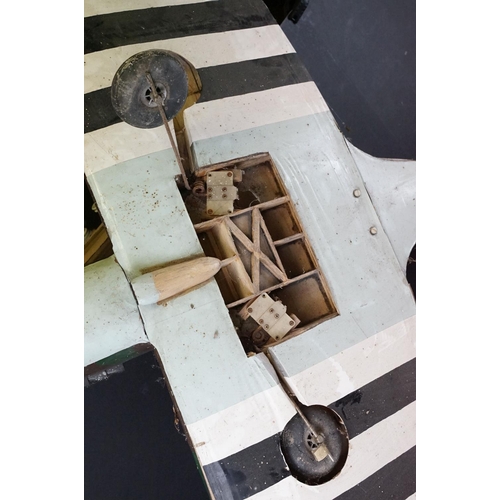 287A - Very large scratch built wooden model of a Spitfire, with French Tricolore to tail, canopy & landing... 