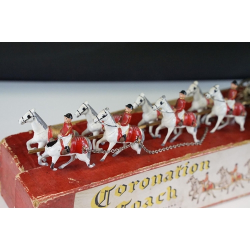 290 - Boxed Lesney Coronation Coach diecast model  (paint wear and tatty box) and a John Hill windmill wit... 