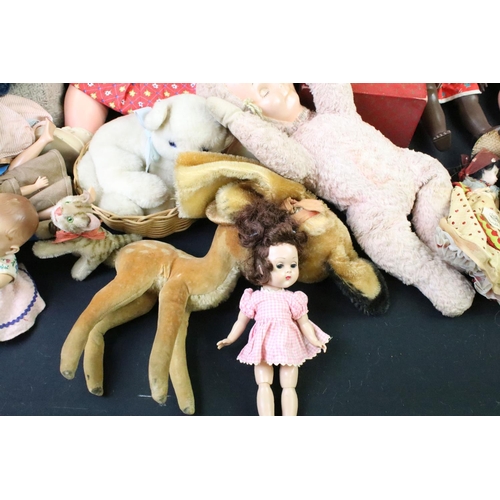 353 - Collection of mixed dolls & soft toys, mid 20th C onwards, to include 2 x Steiff (Lamby & Tapsy), mi... 