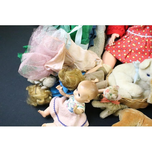 353 - Collection of mixed dolls & soft toys, mid 20th C onwards, to include 2 x Steiff (Lamby & Tapsy), mi... 