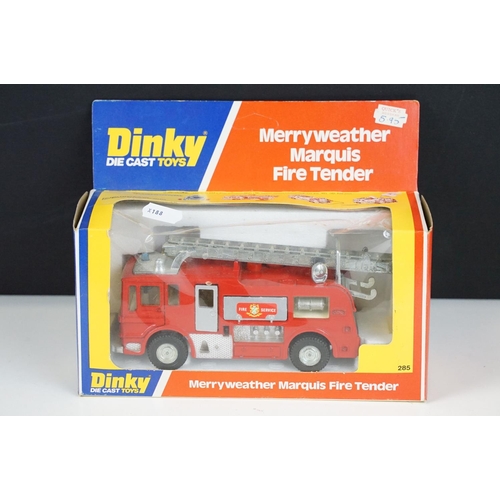 1344 - Four boxed Dinky diecast fire engines to include 285 Merryweather Marquis Fire Tender, 271 Ford Tran... 