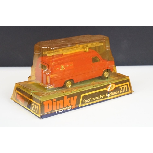 1344 - Four boxed Dinky diecast fire engines to include 285 Merryweather Marquis Fire Tender, 271 Ford Tran... 