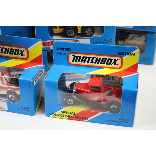 1346 - 82 Boxed Matchbox diecast models in blue boxes with 'red/yellow stripe', all appearing unopened