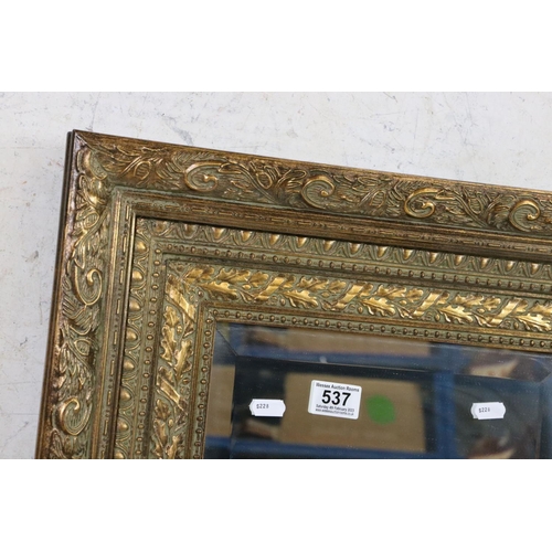 547 - Antique style Gilt Framed Rectangular Mirror with bevelled edge, 54cm x 64cm