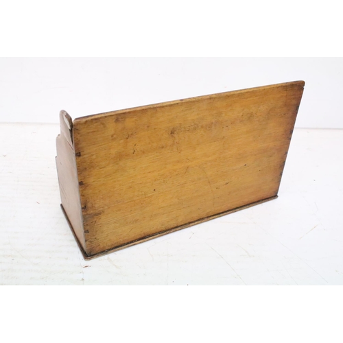 383 - Early 20th Century mahogany letter rack (approx 33cm wide), together with an antique wooden stool wi... 