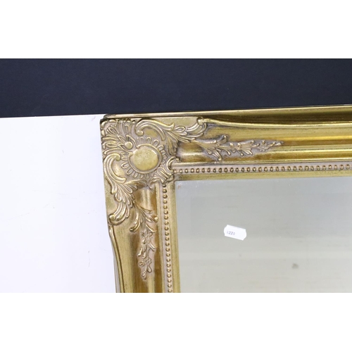 542 - Contemporary Gilt Framed Rectangular Mirror with bevelled edge, 131cm x 104cm