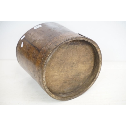 379 - Vintage wooden bucket of cylindrical form, with loop handle (approx 45cm high), together with an Asi... 