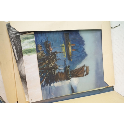 446 - Portfolio containing a large quantity of watercolour prints