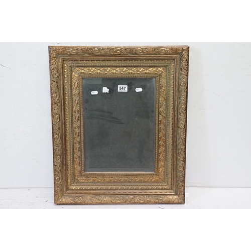 547 - Antique style Gilt Framed Rectangular Mirror with bevelled edge, 54cm x 64cm