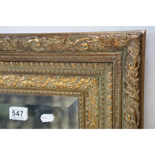 547 - Antique style Gilt Framed Rectangular Mirror with bevelled edge, 54cm x 64cm