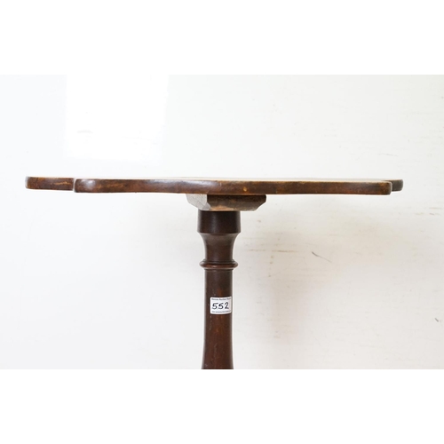 552 - 19th century Mahogany Pedestal Table with shaped top and raised on three swept legs, 53cm wide x 70c... 