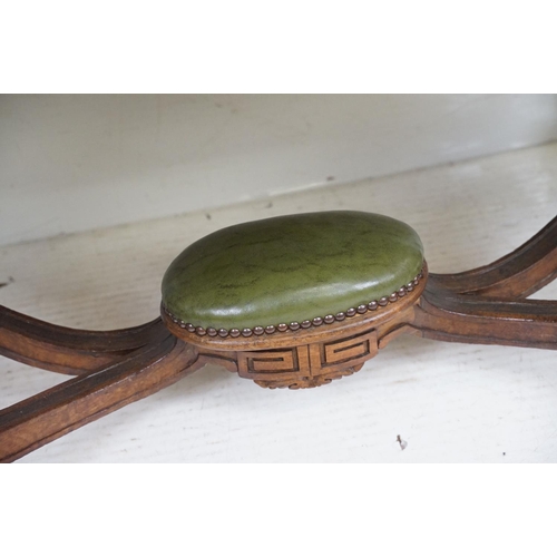 555 - 19th century Mahogany Desk of kidney outline, green leather inset top with fluted carved edge, the f... 