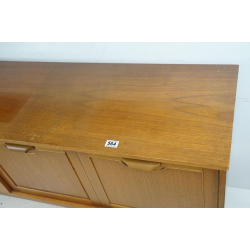 564 - Mid century Retro ' Stonehill Furniture Ltd ' Teak Sideboard comprising three drawers with rolled ha... 