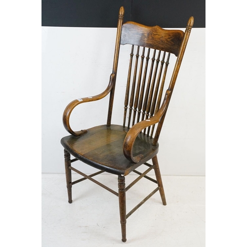 577 - Arts and Crafts Ash Stickback Bentwood Elbow Chair, 53cm wide x 113cm high