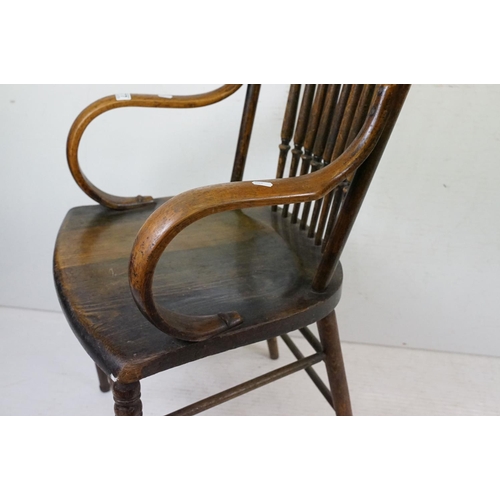 577 - Arts and Crafts Ash Stickback Bentwood Elbow Chair, 53cm wide x 113cm high