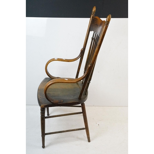 577 - Arts and Crafts Ash Stickback Bentwood Elbow Chair, 53cm wide x 113cm high