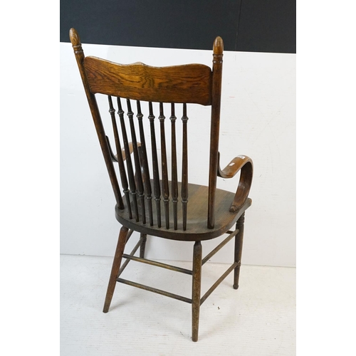 577 - Arts and Crafts Ash Stickback Bentwood Elbow Chair, 53cm wide x 113cm high