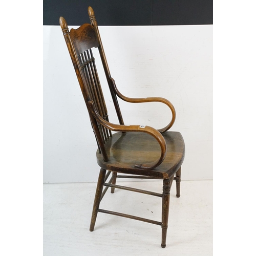 577 - Arts and Crafts Ash Stickback Bentwood Elbow Chair, 53cm wide x 113cm high