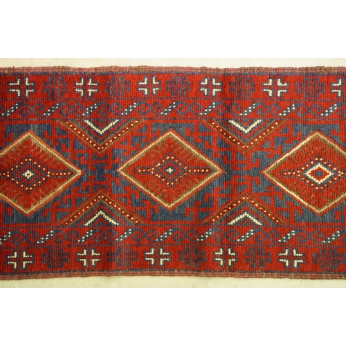 588 - Hand Knotted Woollen Meshwani runner rug, 260cm x 55cm