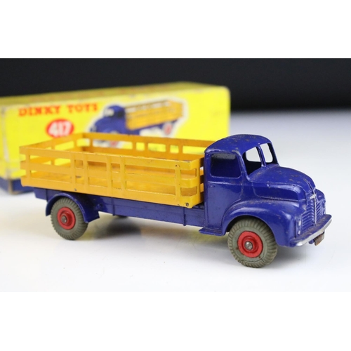 1361 - Six boxed Dinky diecast commercial models to include 417 Leyland Comet Lorry with blue cab and yello... 