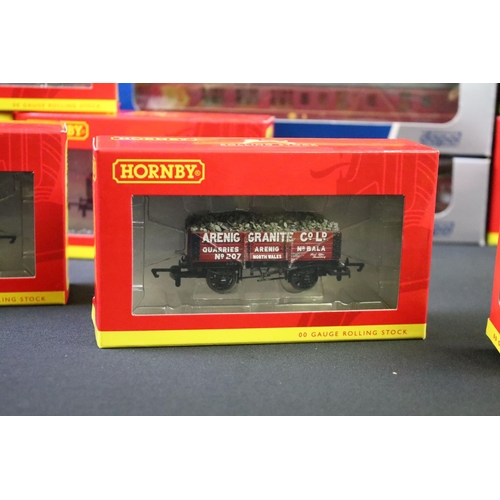 114 - 14 Boxed OO gauge items of rolling stock to include 12 x Hornby R6699 5 Plank Wagon Arenig Granite C... 