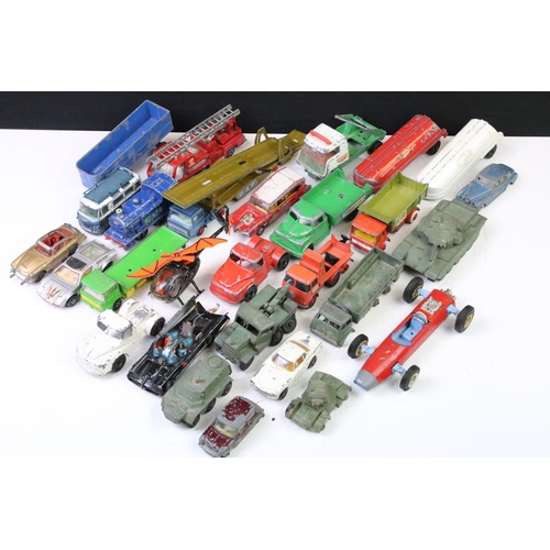 1268 - Collection of around 25 mid 20th C play worn diecast models to include Dinky, Corgi, Lone Star & Mat... 